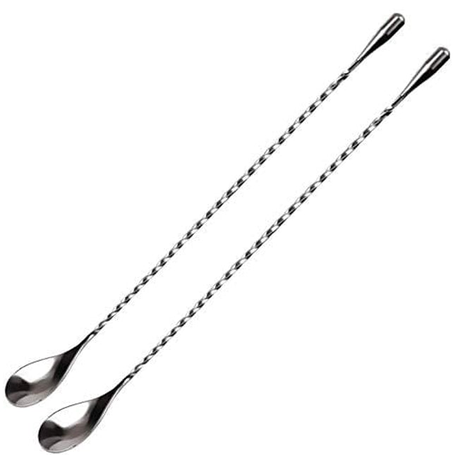 Mixing Spoon Stainless Steel Set of 2 Professional Cocktail Bar Tool (12 Inches) Japanese Style Teardrop End Design