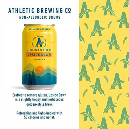 Athletic Brewing Company Craft NA - 12 Pack x 12 Fl Oz Cans - Upside Dawn Craft Golden - Low-Calorie, Award Winning - Subtle Aromas with Floral and Earthy Notes