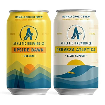 Athletic Brewing Company Craft Non-Alcoholic Beer - 6-Pack Cerveza Atletica and 6-Pack Upside Dawn - Low-Calorie, Award Winning - All Natural Ingredients For A Great Tasting Drink - 12 Fl Oz Cans