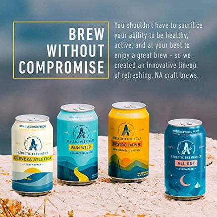 Athletic Brewing Company Craft Non-Alcoholic Beer - 6-Pack Cerveza Atletica and 6-Pack Upside Dawn - Low-Calorie, Award Winning - All Natural Ingredients For A Great Tasting Drink - 12 Fl Oz Cans