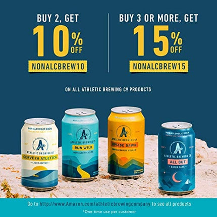 Athletic Brewing Company Craft Non-Alcoholic Beer - 6-Pack Run Wild IPA and 6-Pack All Out - Low-Calorie, Award Winning - All Natural Ingredients For A Great Tasting Drink - 12 Fl Oz Cans