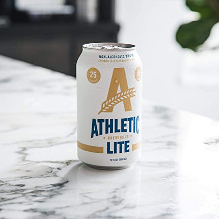 Athletic Brewing Company Light Craft Non-Alcoholic Beer - 12 Pack x 12 Fl Oz Cans - Athletic Lite Light Brew - Low-Calorie, Award Winning - Simply Crisp, Refreshing, Brisk & Smooth - Beautiful Noble Hops & Malt Body