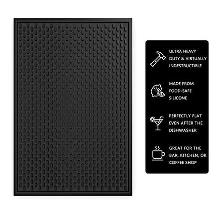 AXIESO Silicone Bar Mat - 1/2 Inch Thick Heat-Resistant and Food Safe Drip Mat - Spill Mats for Counter Top - Service Mat for Kitchen, Coffee Bar, Restaurant - Drying Mat for Glasses - 18 x 12 Inches