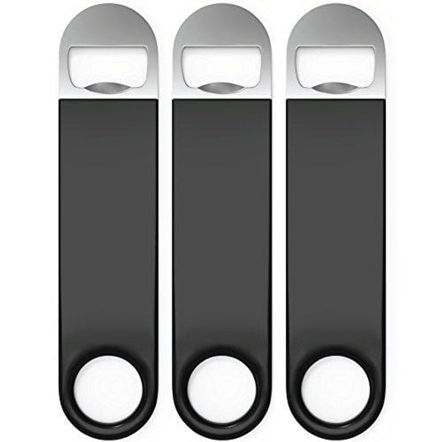 Premium Cold One Bartender Bottle Openers, Beer Bottle Openers, Speed Openers 3 Pack. Professional Grade: Rubber Coated, Stainless Steel. 7 inch