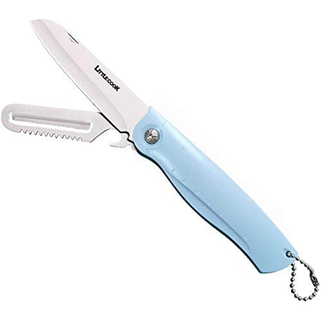 Travel Pocket Paring Knife Fruit Knife Peeling Vegetable Peeler Folding Foldable Multi Function Small Portable Bottle Opener for Kitchen Traveling Camping Outdoor Stainless Steel Plastic 2 Blade Green