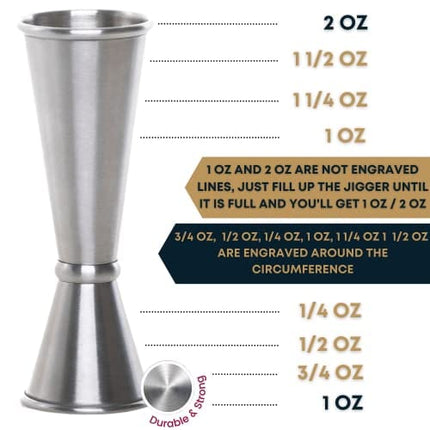 Bariantte Cocktail Measuring Jigger for Bartending Stainless Steel Double Jigger Liquor Shot Measure Cup Professional Japanese Jigger 2 oz 1 oz