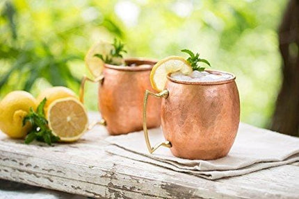 [Gift Set] 100% Pure Copper Moscow mule mugs, Set Of 4 copper cups for drinking Each Mug is HANDCRAFTED- Food Safe Pure Solid Copper Cups gift set (Set of 4)