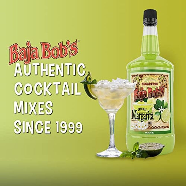 Baja Bob's Sugar Free ORIGINAL MARGARITA Mix, 1.75L - Cocktail Mixer - Keto Friendly - Low Calorie - Low Carb