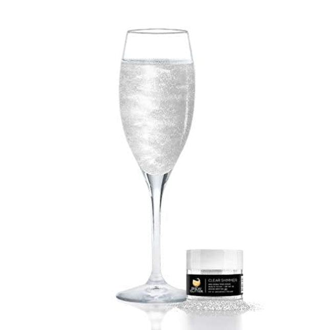 Clear Shimmer BREW GLITTER Edible Glitter For Wine, Cocktails, Champagne, Drinks & Beverages | 4 Grams | KOSHER Certified | 100% Edible & Food Grade | Kosher Certified | Vegan, Gluten, Nut Free