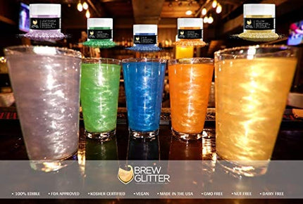 Pink BREW GLITTER Edible Glitter For Drinks, Cocktails, Beer, Garnish Glitter & Beverages | KOSHER & HALAL Certified | 100% Edible & Food Grade | Vegan, Gluten, Nut Free (Pink)