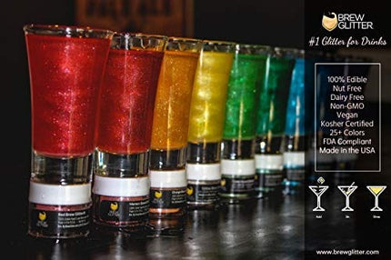 Pink BREW GLITTER Edible Glitter For Drinks, Cocktails, Beer, Garnish Glitter & Beverages | KOSHER & HALAL Certified | 100% Edible & Food Grade | Vegan, Gluten, Nut Free (Pink)