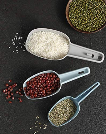 Ice Scoop Set of 3, Multi-purpose Plastic Kitchen Scoops Bar Scooper for Canisters, Flour, Powders, Dry Foods, Candy, Pop Corn, Coffee Beans and Pet Food