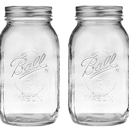 Ball Regular Mouth 32-Ounces Mason Jar with Lids and Bands (2-Units), Pack of 2, Clear