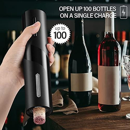 BALORIZ 4-in-1 Electric Wine Bottle Opener Kit Rechargeable Automatic Corkscrew Set with Foil Cutter, Vacuum Stopper, Pourer for Kitchen, Home, Bar, Restaurant, Wine Lovers, Christmas Gift for Him