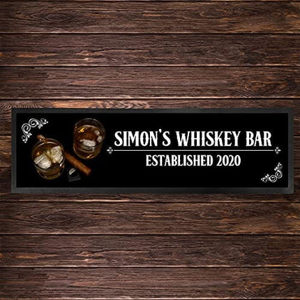 Bang Tidy Clothing Personalized Bar Runner Mat - Novelty Beer Gifts for Home Bars - Whiskey Cigar