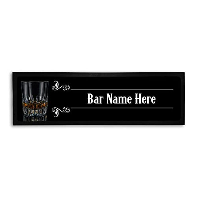 Bang Tidy Clothing Personalized Bar Runner Mat - Novelty Beer Gifts for Home Bars - Whiskey Glass