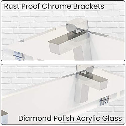 Liquor Bottle Display Shelf - Bar Shelves for Liquor Bottles in Diamond Polish Finish. Acrylic Display for Liquor in Home Bar or for Your Memorabilia Sturdy Acrylic Glass Shelf. Made in USA.