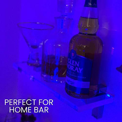 Liquor Bottle Display Shelf - Bar Shelves for Liquor Bottles in Diamond Polish Finish. Acrylic Display for Liquor in Home Bar or for Your Memorabilia Sturdy Acrylic Glass Shelf. Made in USA.