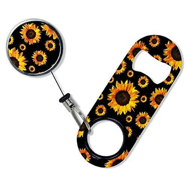 BarConic Mini Opener with Retractable Reel - Sunflowers