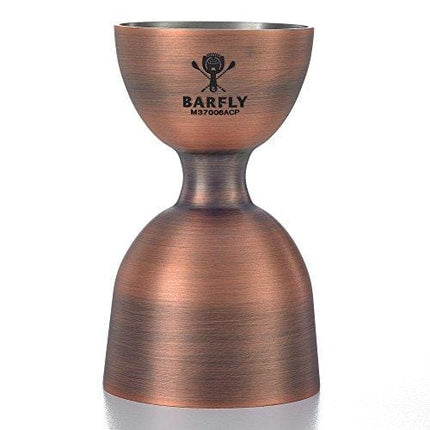 Barfly M37006ACP Heavy-Duty Straight Rim Bell Jigger, 1 oz x 2 oz, Antique Copper
