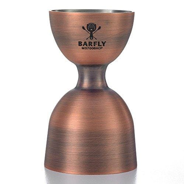 Barfly M37006ACP Heavy-Duty Straight Rim Bell Jigger, 1 oz x 2 oz, Antique Copper