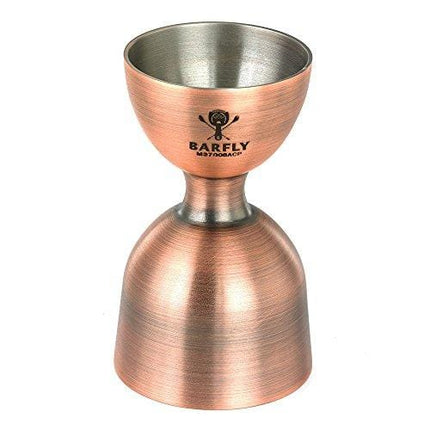 Barfly M37006ACP Heavy-Duty Straight Rim Bell Jigger, 1 oz x 2 oz, Antique Copper