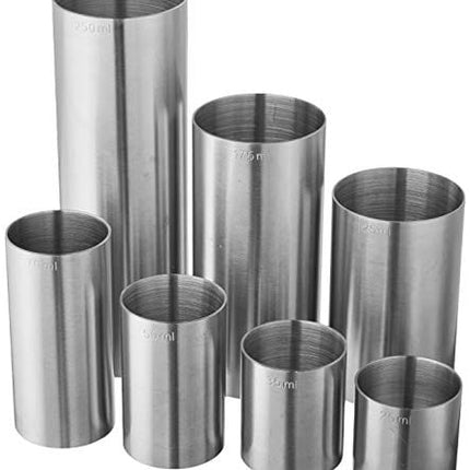 Barfly Thimble Measure, Set, 25/35/50/70/125/175/250 ml., Stainless Steel