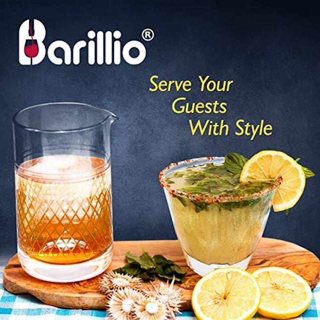Barillio 20 Oz Crystal Cocktail Mixing Glass Set | Seamless Mixing Pitcher for Stirred Cocktail with Weighted Bottom | Old Fashioned Kit for Bartenders