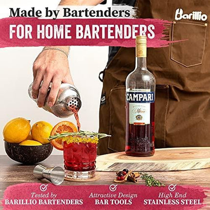 Cocktail Shaker Set Bartender Kit by BARILLIO: Complete Bar Tool Set | Stainless Steel Barware Essentials, Premium Mixology Gear