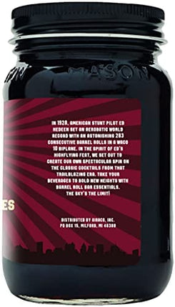 Barrel Roll Bar Essentials Cocktail Cherries - Premium Bourbon-Infused Dark Cherries for Cocktails, Alcoholic Drinks, Cheese Plates, Ice Cream Toppings - Slow-Cooked, USA-Made Garnish - Large 16oz Jar