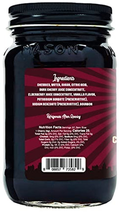 Barrel Roll Bar Essentials Cocktail Cherries - Premium Bourbon-Infused Dark Cherries for Cocktails, Alcoholic Drinks, Cheese Plates, Ice Cream Toppings - Slow-Cooked, USA-Made Garnish - Large 16oz Jar