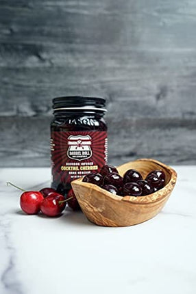 Barrel Roll Bar Essentials Cocktail Cherries - Premium Bourbon-Infused Dark Cherries for Cocktails, Alcoholic Drinks, Cheese Plates, Ice Cream Toppings - Slow-Cooked, USA-Made Garnish - Large 16oz Jar