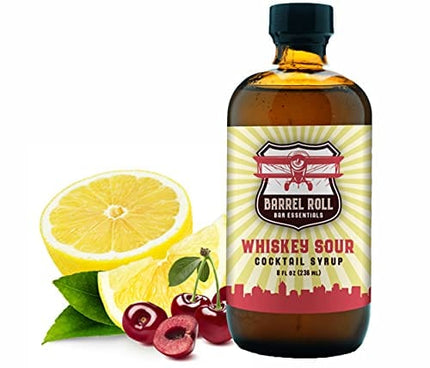 Barrel Roll Bar Essentials Cocktail Mixers - Whiskey Sour Cocktail Mix Kit - All Natural Whiskey Sour Drink Mix & Lemond Drop Sugar Rimmer