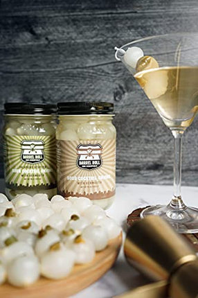 Barrel Roll Bar Essentials Cocktail Onions - Jalapeño Stuffed Sour Silver Skin Pickled Onions with Vermouth in Salty Vinegar - Gibson, Bloody Mary Cocktail Garnish - Gourmet Ingredients - 16 Ounces
