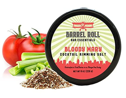 Barrel Roll Bar Essentials Cocktail Rimmers - Bartender Accessories, Finishing Salt Garnish for Drinks, Glass Rimming Salts & Sugars - Natural Ingredients - Bloody Mary Salt Flavor - 8 oz 452 Servings