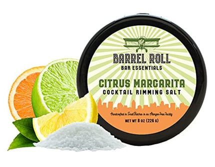 Barrel Roll Bar Essentials Cocktail Rimmers - Bartender Accessories, Finishing Salt Garnish for Drinks, Glass Rimming Salts & Sugars - Natural Ingredients - Citrus Margarita Salt - 8 oz, 452 Servings