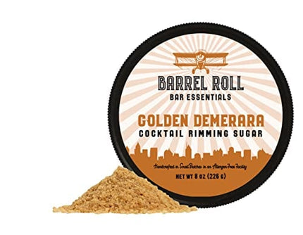 Barrel Roll Bar Essentials Cocktail Rimmers - Bartender Accessories, Finishing Salt Garnish for Drinks, Glass Rimming Salts & Sugars - Natural Ingredients - Golden Demerara - 8 oz 452 Servings