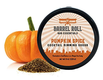 Barrel Roll Bar Essentials Fall Cocktail Rimmers - Bartender Accessories, Finishing Sugar Garnish for Drinks, Glass Rimming Salts & Sugars - Natural Ingredients - Pumpkin Spice Sugar - 8 oz, 452 Servings