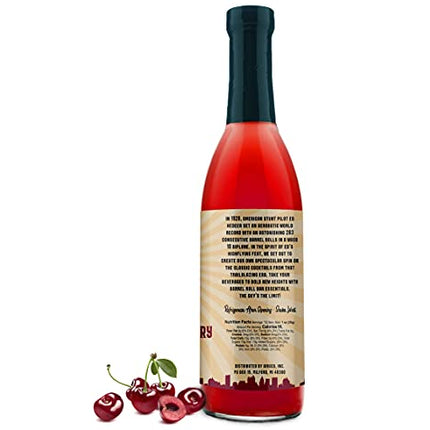 Barrel Roll Bar Essentials Maraschino Cherry Cocktail Syrup - Cherry Syrup for Alcoholic Drinks, Amaretto Sour, Old Fashioned - Coffee, Smoothie, Dessert & Snow Cone Flavoring - 2 x 12.7 oz