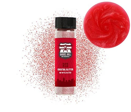 Barrel Roll Bar Essentials Red Cocktail Glitter - Sparkly Edible Glitter for Drinks – Red Glitter Drink Dust for Mixed Drinks, Champagne, Beer & Wine - USA Handmade - All Natural & Dye Free - 5 Grams