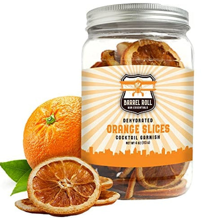 Barrel Roll Bar Essentials USA Grown Dried Orange Slices for Cocktails | 4 Ounces of Large Dehydrated Oranges | Orange Cocktail Garnish | Dried Fruit for Cocktails & Healthy Snacks | Preservative Free