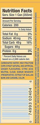 Barritt's Original Ginger Beer, Non-Alcoholic Soda Cocktail Mixer, 12 fl oz Cans, 24 Pack