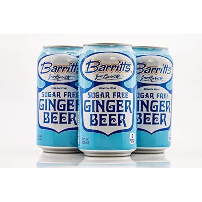 Barritt's Sugar Free Diet Ginger Beer, Non-Alcoholic Soda Cocktail Mixer, 12 fl oz Cans, 24 Pack