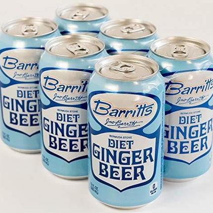 Barritt's Sugar Free Diet Ginger Beer, Non-Alcoholic Soda Cocktail Mixer, 12 fl oz Cans, 24 Pack