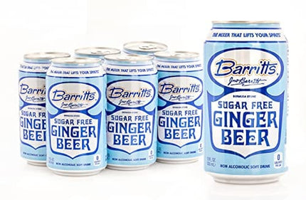 Barritt's Sugar Free Diet Ginger Beer, Non-Alcoholic Soda Cocktail Mixer, 12 fl oz Cans, 12 Pack