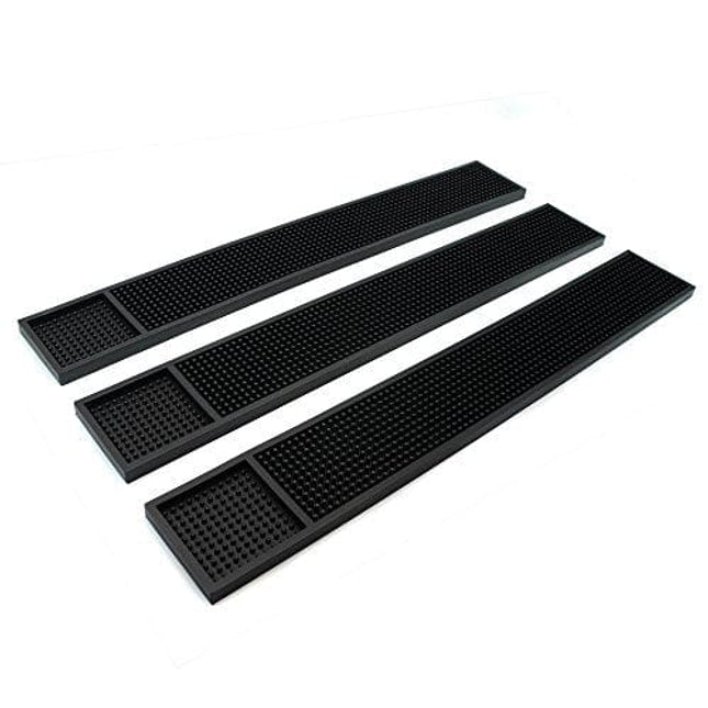 BARsics Rubber Bar Service Mat for Counter Top 24" x 3.5" (Black 3-Pack)