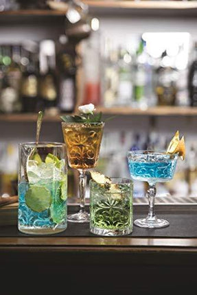 Highball - Glass - Set of 6 - Hiball Glasses - Lead Free Crystal - Beautiful Tattoo Design - Drinking Tumblers - for Water, Juice, Wine, Beer and Cocktails - 13 oz. - by Barski - Made in Europe