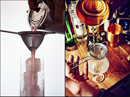 Cocktail Fine Strainer Stainless Steel Professional Bar Tool Conical Mesh Strainer,Black