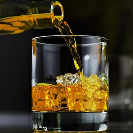 Whiskey Glasses Set of 6,Premium 11 OZ Scotch Glass,Drinking Glassware,Short Glasses,Rock Style Old Fashioned Whiskey Glass Tumbler for Scotch, Cocktail, Liquor, Home Bar Whiskey Gifts for Men