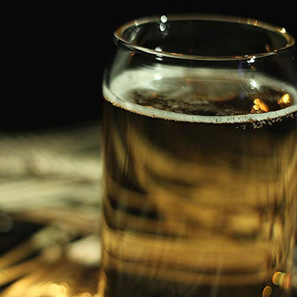 Large Beer glasses,20 oz Can Shaped Beer Glasses Set of 4,Elegant Shaped Drinking Glasses is Ideal Gift,Tumbler Beer Glasses Great for Any Drink and Any Occasion